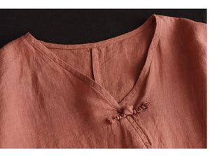 Áo sơ mi linen ngắn tay cánh dơi một khuy vải - NU8935