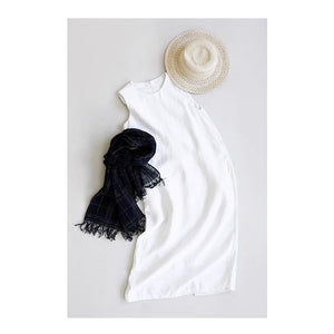 Đầm liền linen sát nách cổ tròn đơn sắc khóa kéo - NU10509