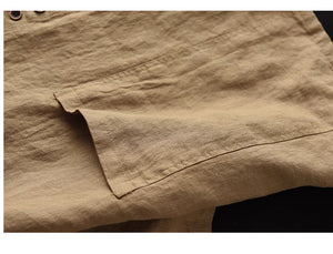 Áo sơ mi linen ngắn tay cổ đức hai túi vuông lớn - NU9019