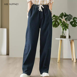 Quần baggy denim lưng thun ống đứng một túi sau - NU9942