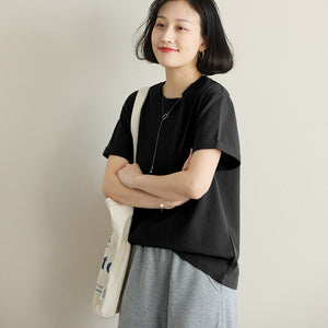Áo T-shirt ngắn tay cổ tròn form rộng một màu - NU10076