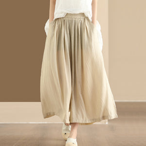 Quần baggy linen lưng thun ống rộng oversize - Q213