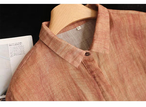 Áo sơ mi linen dài tay cổ đức che khuy - NU10014