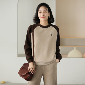 Áo T-shirt nỉ dài tay lệch mạu cổ tròn - NU9422