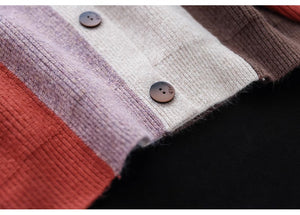 Áo khoác len cardigan dài tay cổ V những mảng màu - NU9224