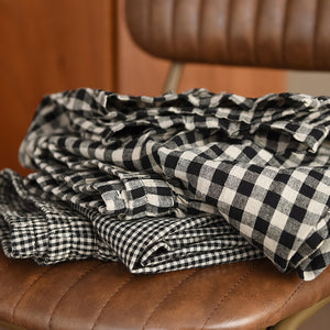 Quần baggy linen lưng thun kẻ caro gấu bo chun - Q209