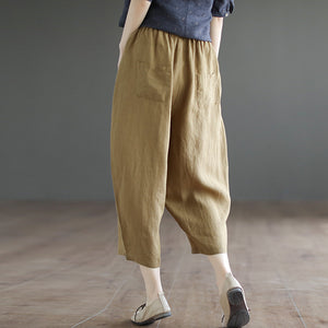 Quần baggy linen lưng thun túi bo tròn - NU9853