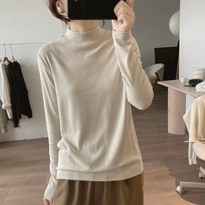 Áo T-shirt dài tay cổ đứng đơn sắc - A550