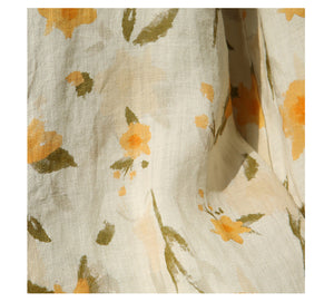 Áo sơ mi linen dài tay cổ đức in hoa lá - NU9626