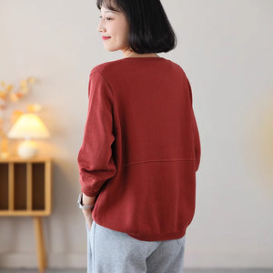 Áo khoác cardigan len đan dài tay cổ tròn hai túi vuông - NU9218