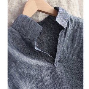Áo sơ mi linen ngắn tay cổ đức một màu - A801