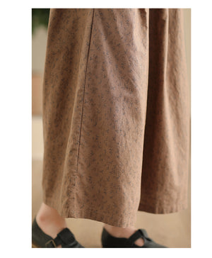 Quần baggy linen lưng thun in hoa liti ống rộng - NU10389