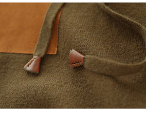 Áo hoodies len dệt kim dài tay ô vuông lệch màu - NU9586