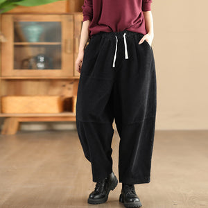 Quần baggy nhung tăm lưng thun dây rút ống rộng - Q071