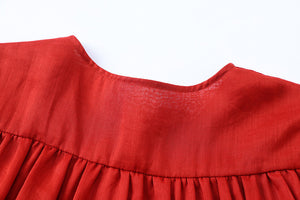 Đầm liền linen ngắn tay cổ tròn khuy cài - NU9904
