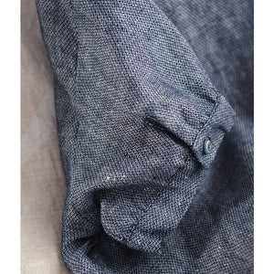 Áo sơ mi linen ngắn tay cổ đức một màu - A801