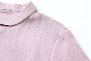 Đầm liền linen ngắn tay cổ tròn cánh sen thêu retro - NU9901