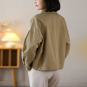 Áo khoác retro dài tay cổ đức khóa kéo - NU9099