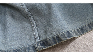 Chân váy denim lưng thun túi phối vải hoa - NU10103