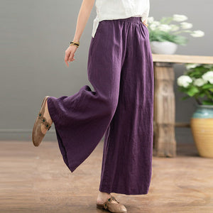 Quần baggy linen lưng thun ống rộng retro - NU10209