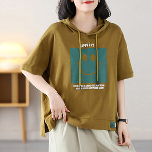 Áo hoodies ngắn tay in mặt cười - NU8751