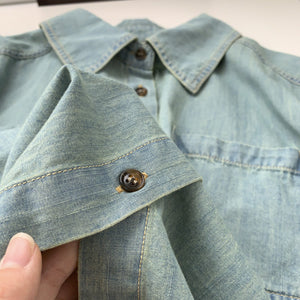 Áo sơ mi denim ngắn tay cổ thủy thủ hai túi vuông - NU8823
