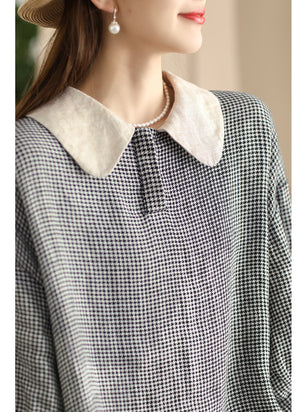 Đầm liền linen ngắn tay cổ cánh sen kẻ caro - NU10189