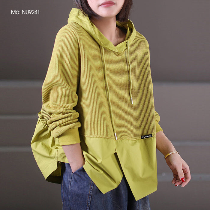 Áo hoodies len dài tay vạt xếp - NU9241