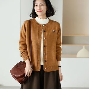 Áo khoác cardigan len đan dài tay cổ tròn khuy cài - NU9659