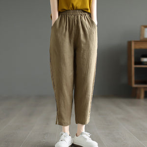 Quần baggy linen lưng thun phối line nổi - NU8723