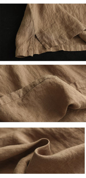 Áo T-shirt linen sát nách cổ tròn vạt xẻ - NU10303