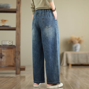 Quần baggy denim lưng thun hai túi sau bạc gối - Q190