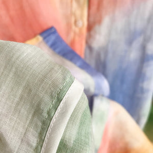 Áo sơ mi linen dài tay cổ đức sắc cầu vồng - A978