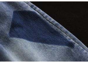 Quần baggy lửng denim lưng thun phai màu ô vuông - NU8752