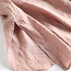 Đầm liền linen sát nách cổ tròn một khuy tròn kiểu xẻ tà - NU8963