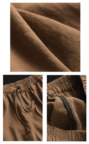 Quần baggy linen lưng thun dây rút ống côn - Q204