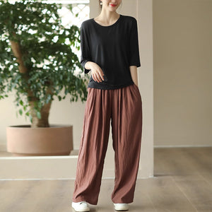 Quần baggy lưng thun dây rút ống rộng hai túi chéo - NU9152