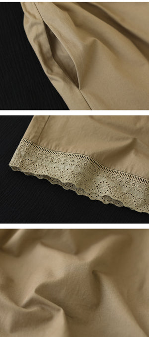 Quần baggy lửng lưng thun dây rút gấu kiểu ren - NU9927