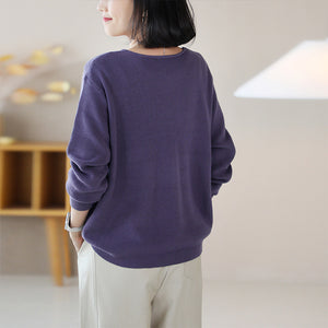 Áo khoác len dệt kim cardigan dài tay cổ V đơn sắc - NU9259