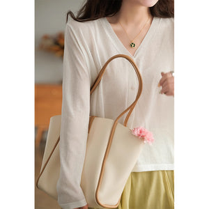 Áo khoác len cardigan dệt kim dài tay cổ V - NU9017