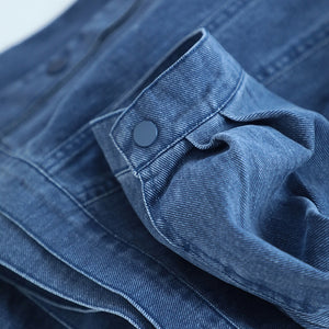 Áo khoác denim dài tay cổ đứng - A063