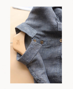 Áo sơ mi linen sát nách cổ đức hai túi kẻ caro - NU8979