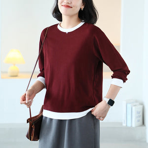 Áo T-shirt dài tay cổ tròn kiểu hai lớp - A175