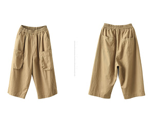 Quần baggy linen lửng lưng thun kiểu túi hộp - NU00001