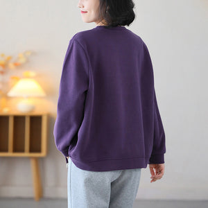 Áo T-shirt dài tay cổ tròn đính khuy - NU9089