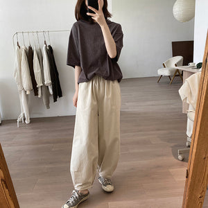 Áo T-shirt ngắn tay cổ tròn form dài - NU10177