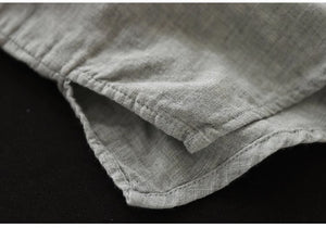 Áo sơ mi linen sát nhách cổ tàu in hoa liti một túi nhỏ - NU8927