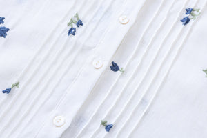 Đầm liền linen ngắn tay cổ tròn thêu hoa tulip - NU9905