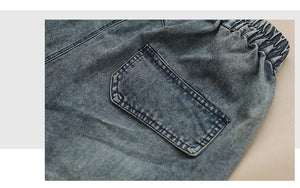 Quần sooc denim lưng thun túi vuông có nắp - NU10309