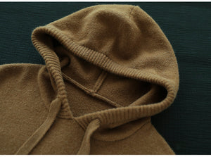 Áo hoodies len dệt kim dài tay ô vuông lệch màu - NU9586